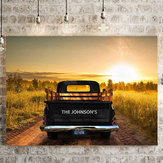 Personalized Dirt Road Vintage Truck Canvas