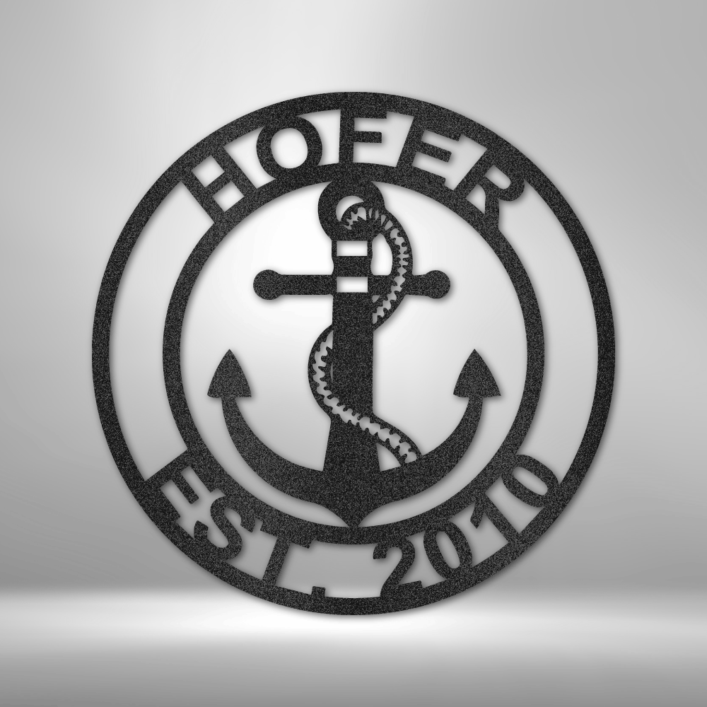 Anchor Family Name Personalized - Steel Sign - Throttle Society