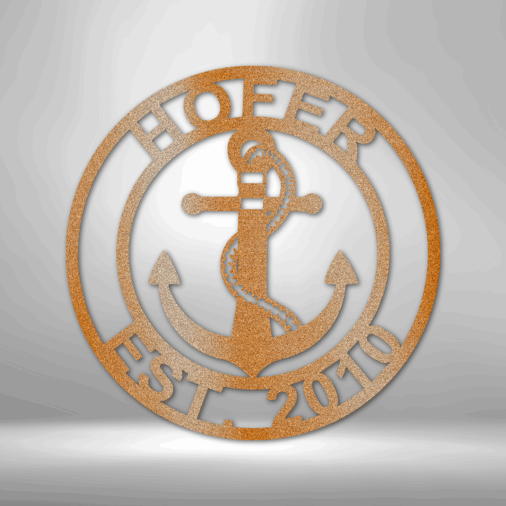 Anchor Family Name Personalized - Steel Sign - Throttle Society