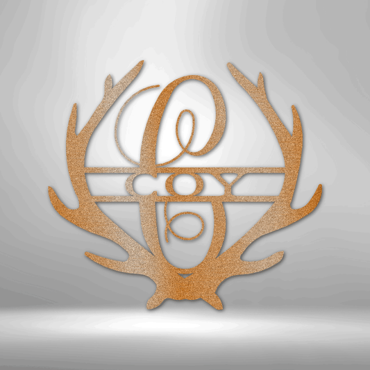 Antler Monogram Name Personalized - Steel Sign - Throttle Society