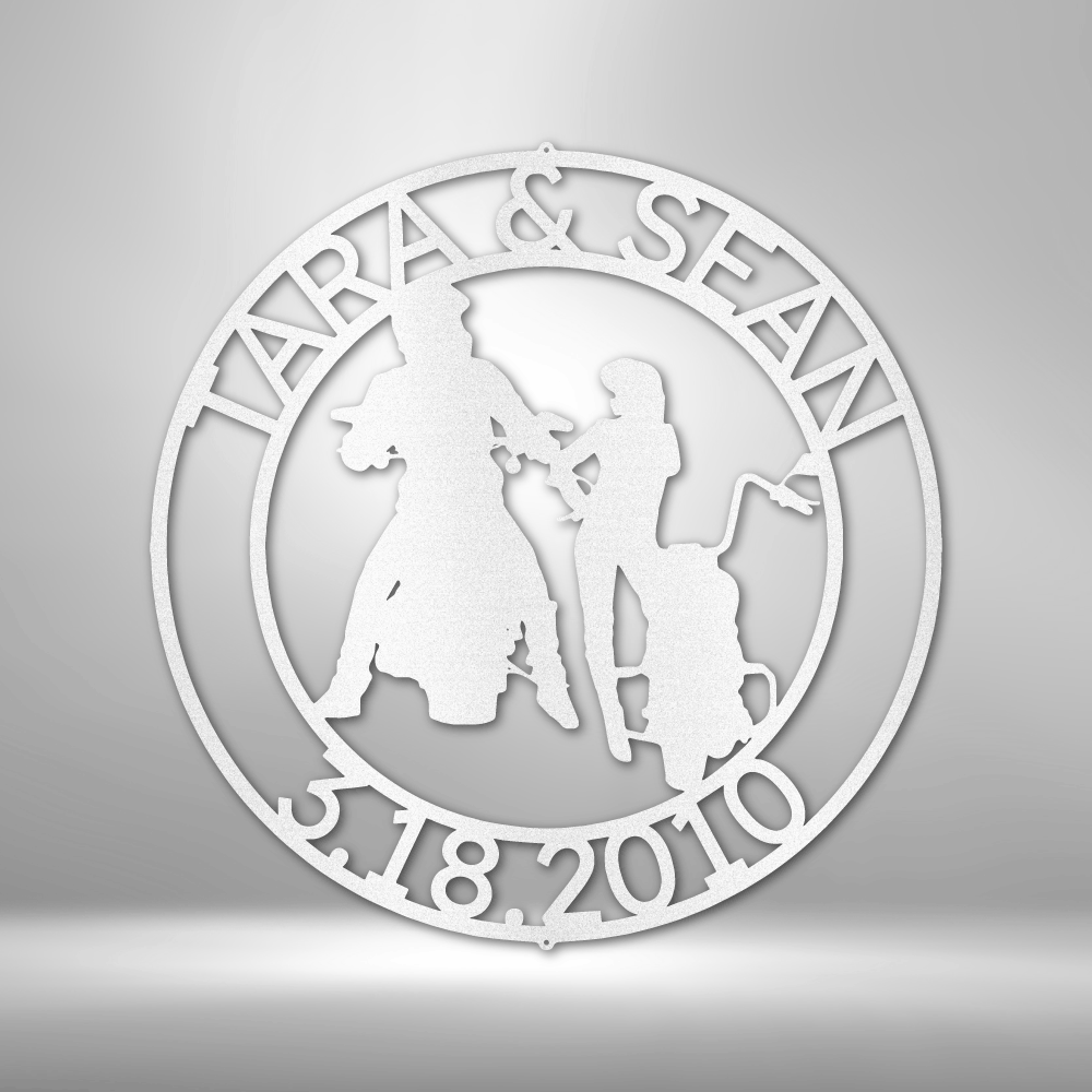 Chopper Motorcycle Couple Personalized Steel Sign - Throttle Society