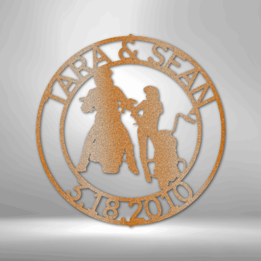 Chopper Motorcycle Couple Personalized Steel Sign - Throttle Society