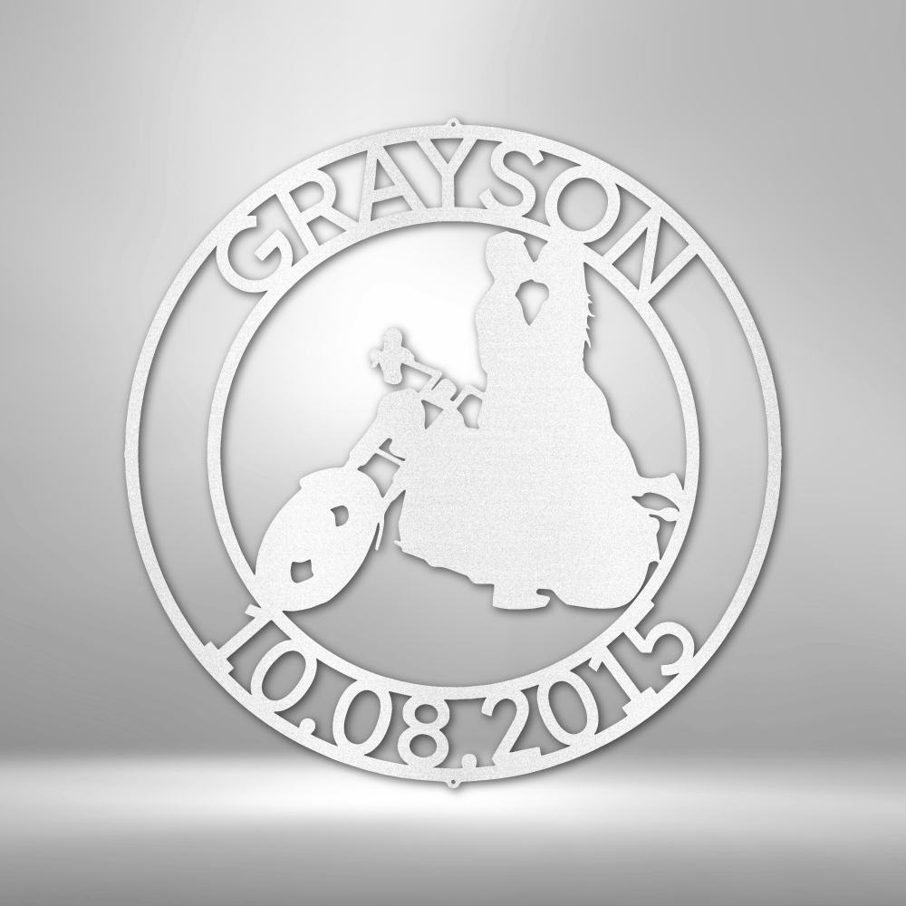 Chopper Motorcycle Couple Personalized Steel Sign - Throttle Society