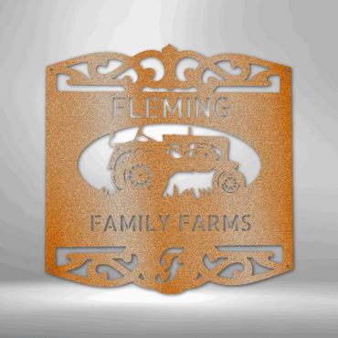 Classic Tractor Monogram Personalized - Steel Sign - Throttle Society