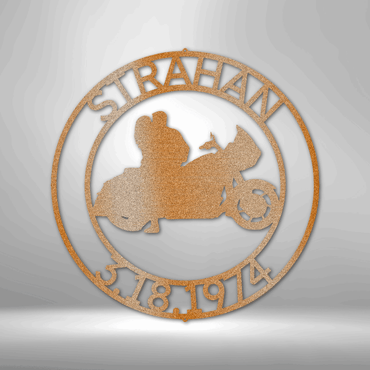 Couple Glide Motorcycle Round Personalized Steel Sign - Throttle Society