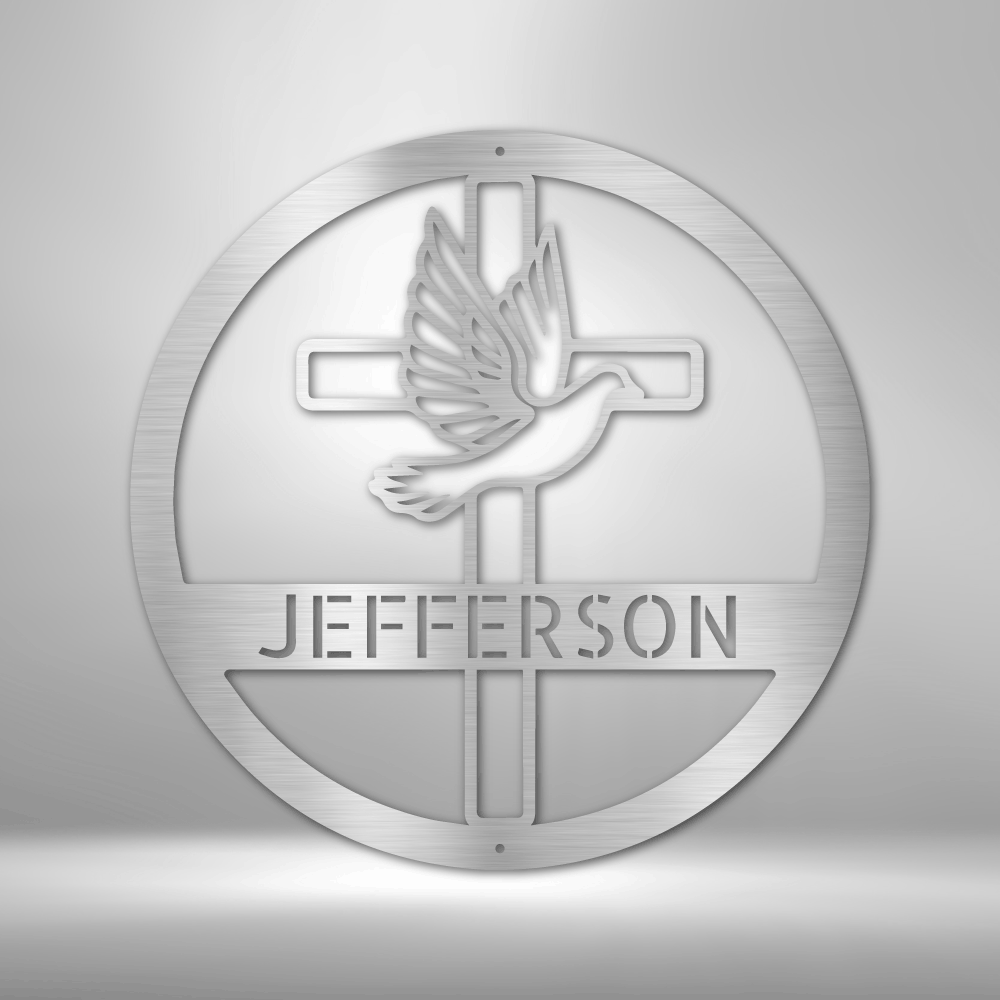 Dove and Cross Personalized - Steel Sign - Throttle Society