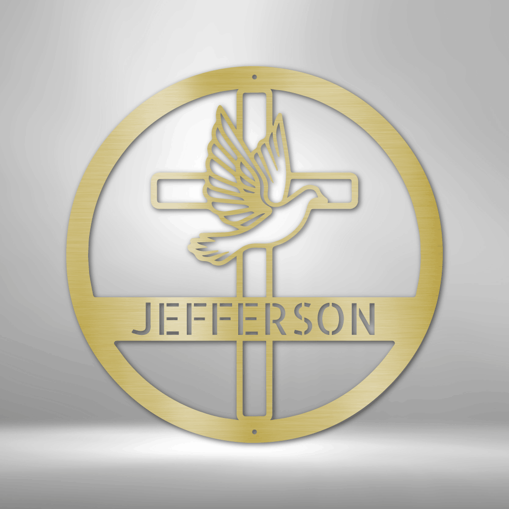 Dove and Cross Personalized - Steel Sign - Throttle Society