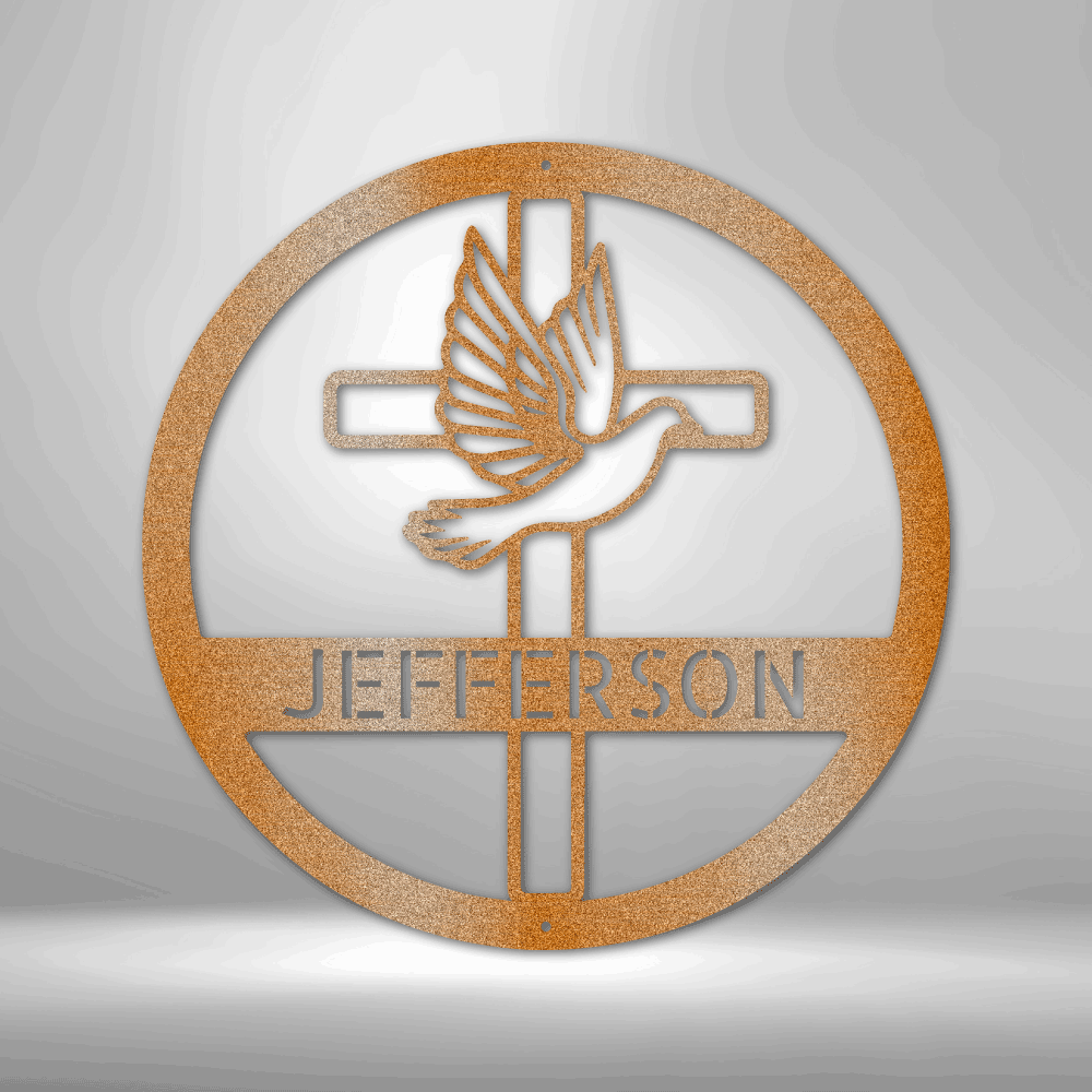 Dove and Cross Personalized - Steel Sign - Throttle Society