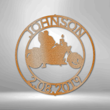 Motorcycle Couple - Personalized Steel Sign - Throttle Society