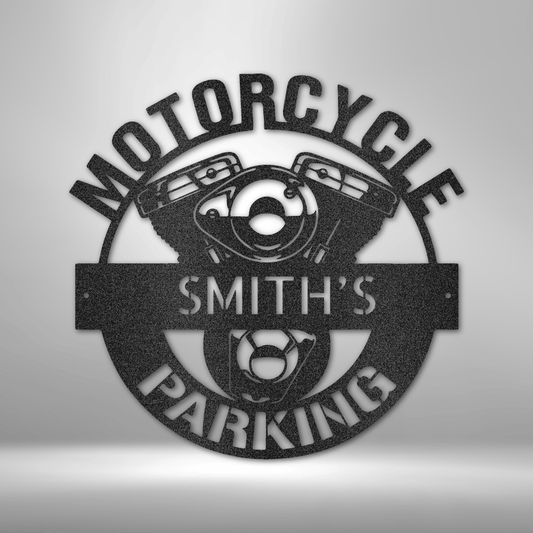 Motorcycle Parking Personalized - Steel Sign - Throttle Society