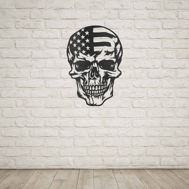 Patriotic Skull Steel Metal Wall Decor - Throttle Society