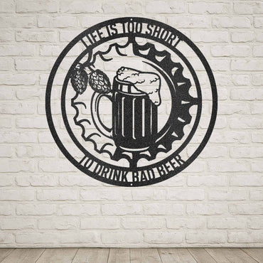 Personalized Beer Mug and Hops Steel Metal Sign - Throttle Society