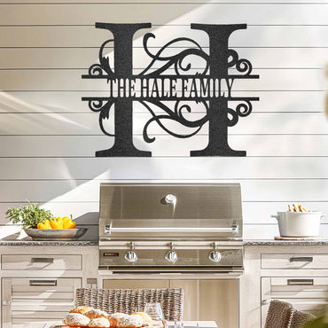 Personalized Split Letter Monogram - Steel Sign - Throttle Society