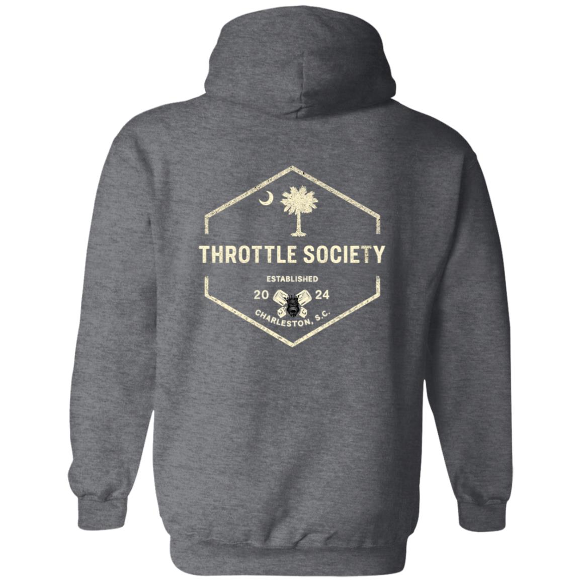 Throttle Society Vintage Palmetto Est. 2024 Zip Up Hooded Sweatshirt - Throttle Society