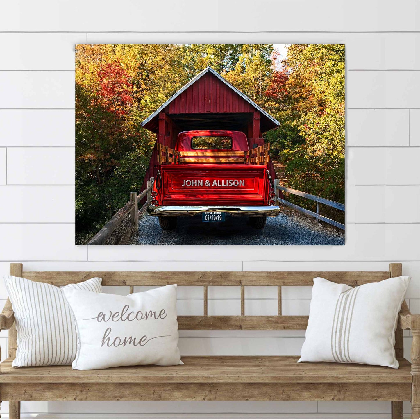 Personalized Campbell's Bridge Vintage Truck Canvas