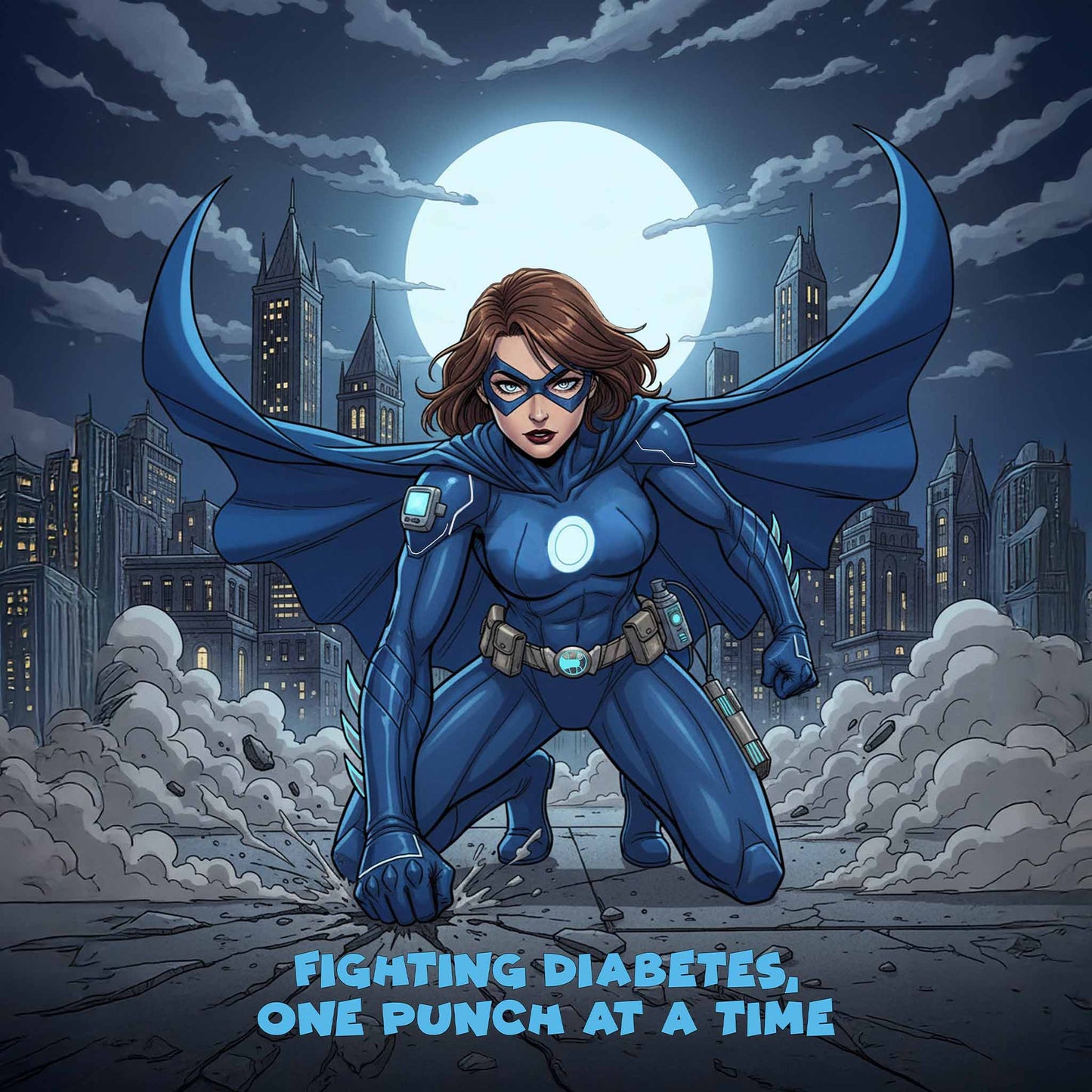 Knockout Diabetes Female Superhero Cozy Plush Fleece Blankets