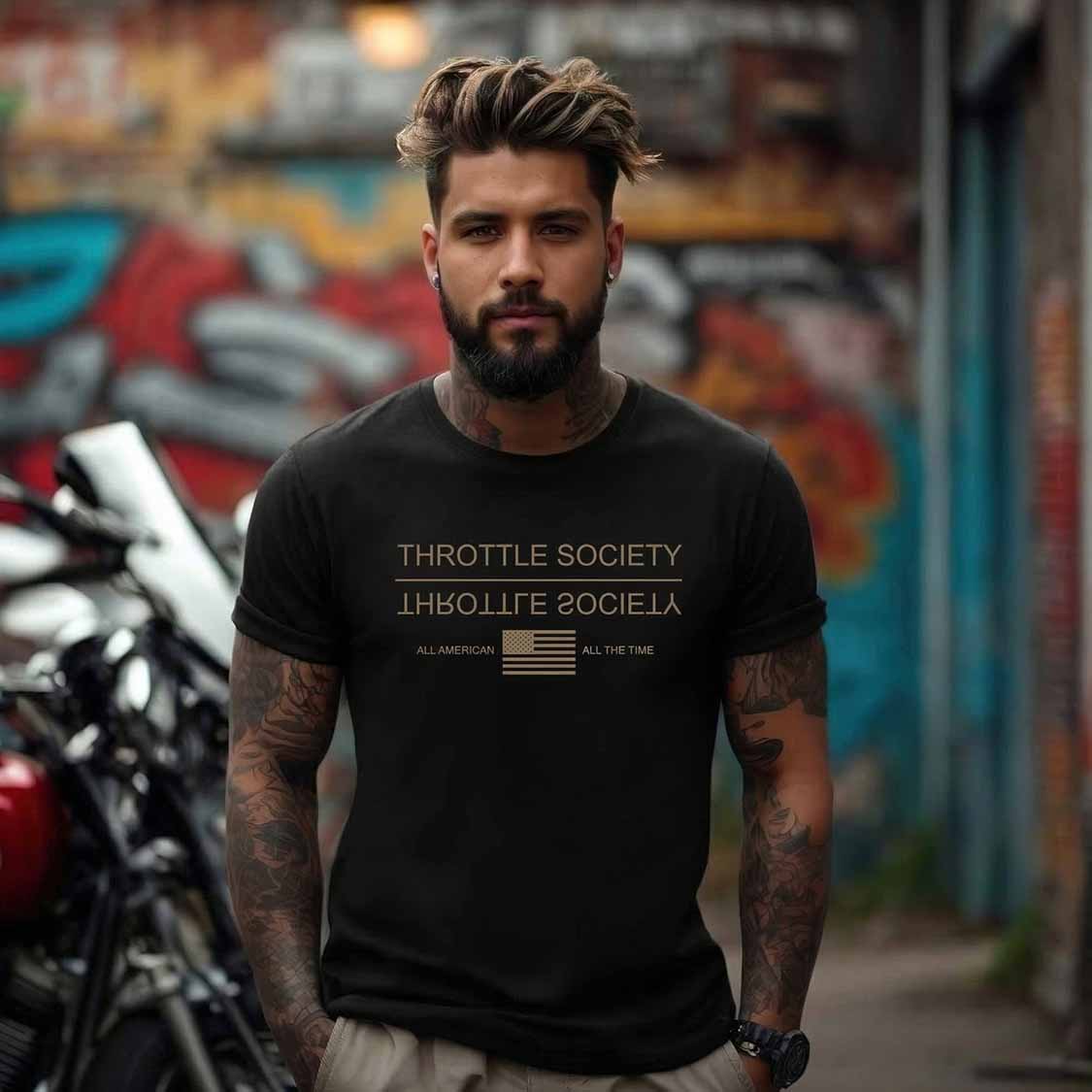 Throttle Society All American Golden Mirror Short-Sleeve T-Shirt