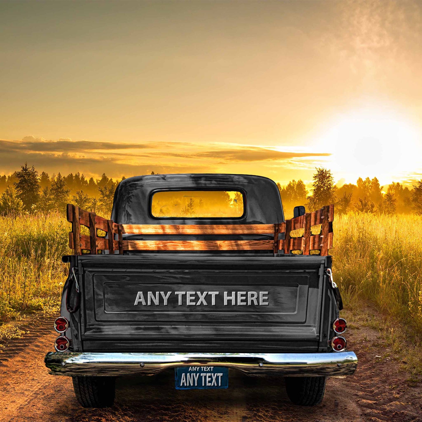 Personalized Dirt Road Vintage Truck Canvas