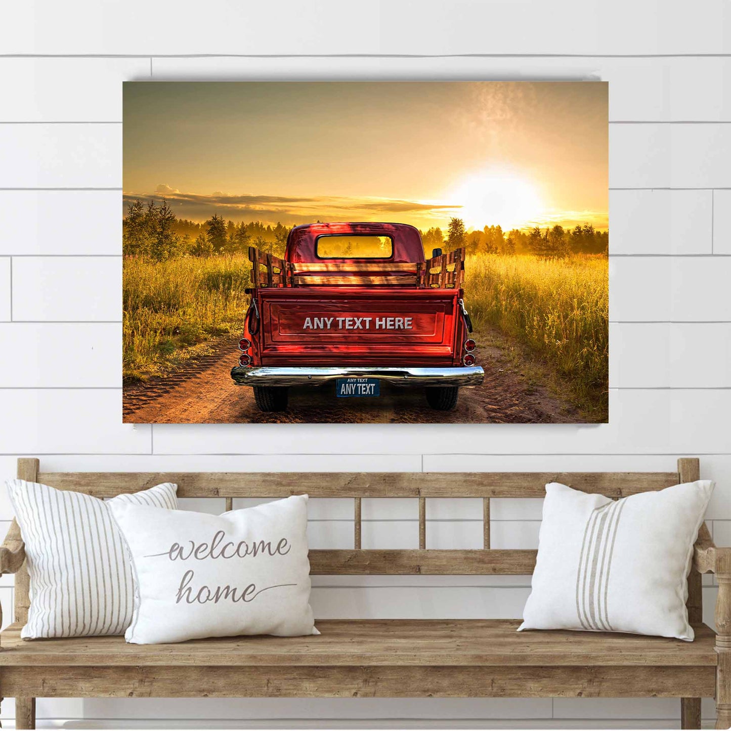 Personalized Dirt Road Vintage Truck Canvas