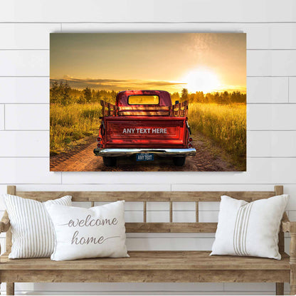 Personalized Dirt Road Vintage Truck Canvas
