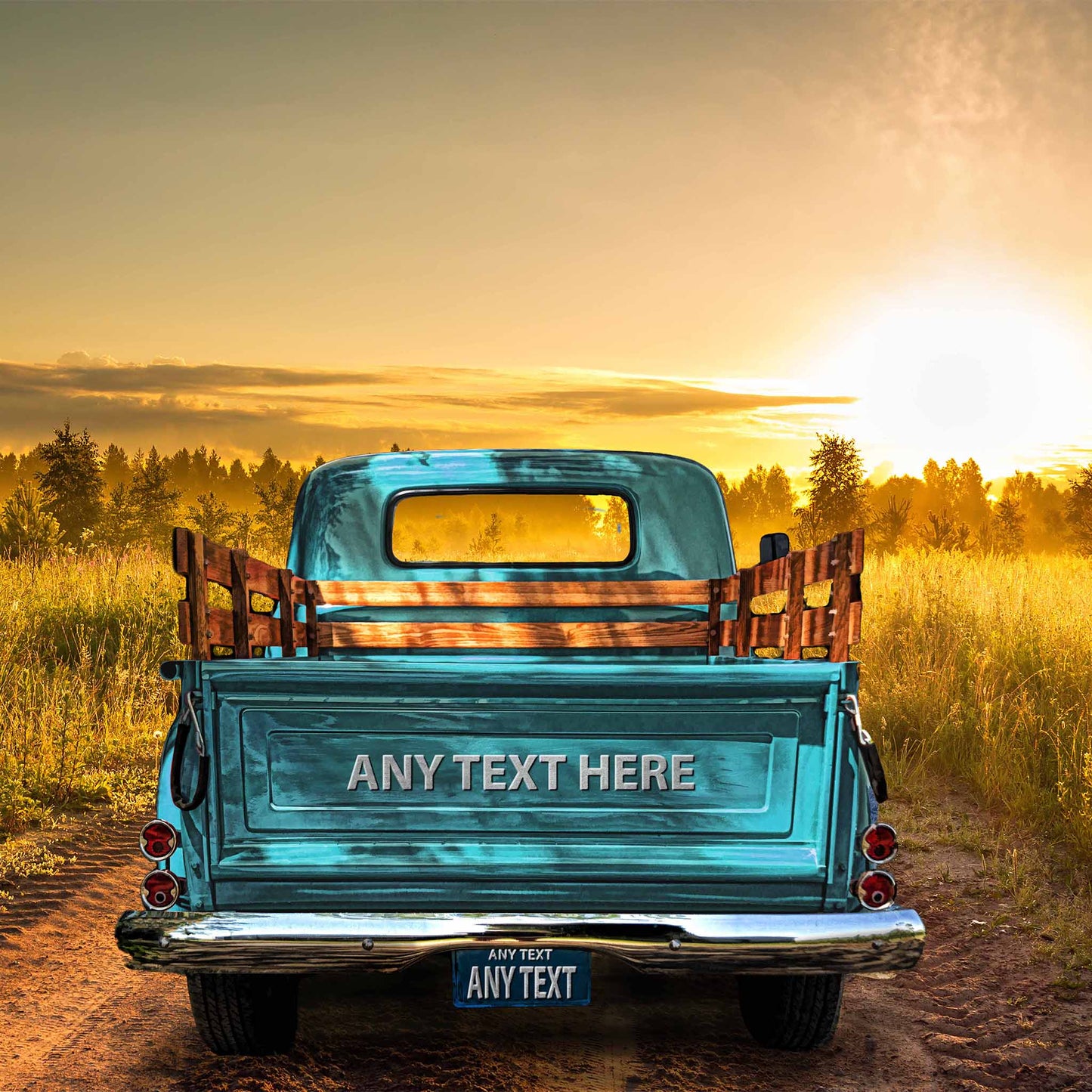 Personalized Dirt Road Vintage Truck Canvas