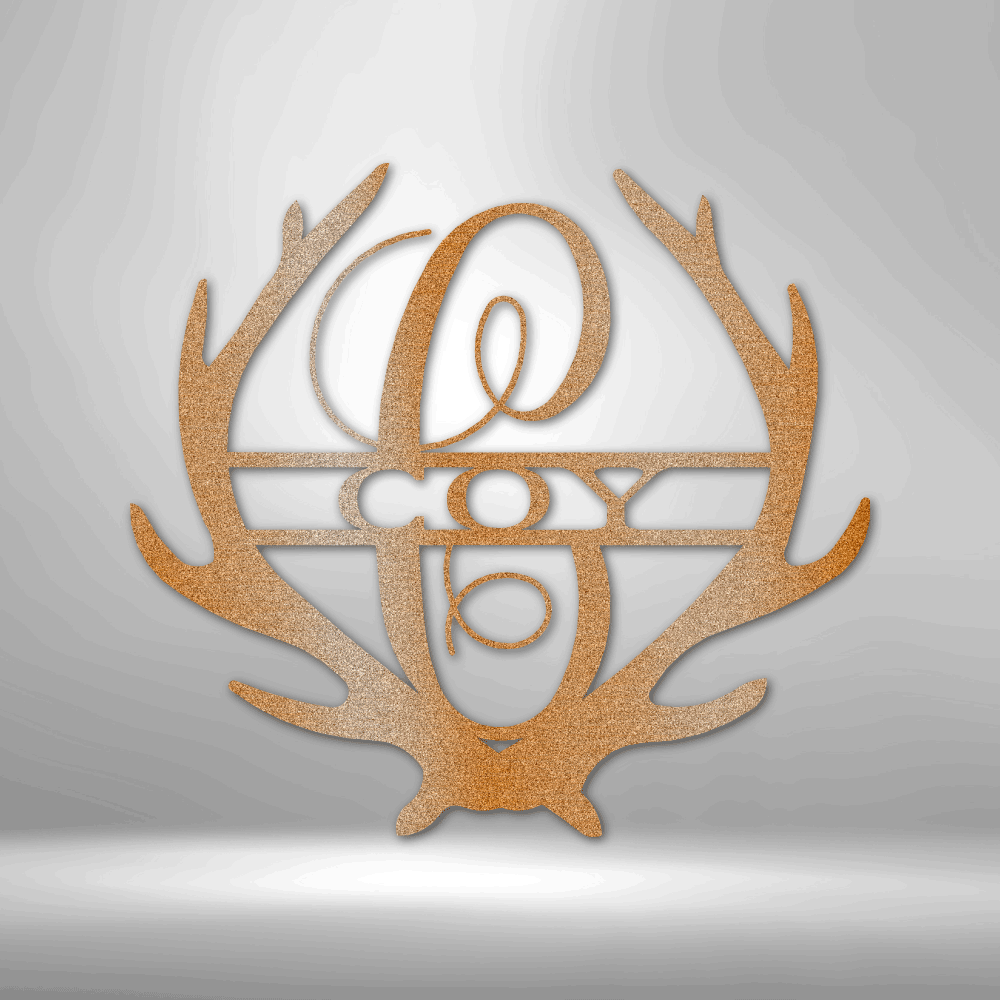 Antler Monogram Name Personalized - Steel Sign - Throttle Society