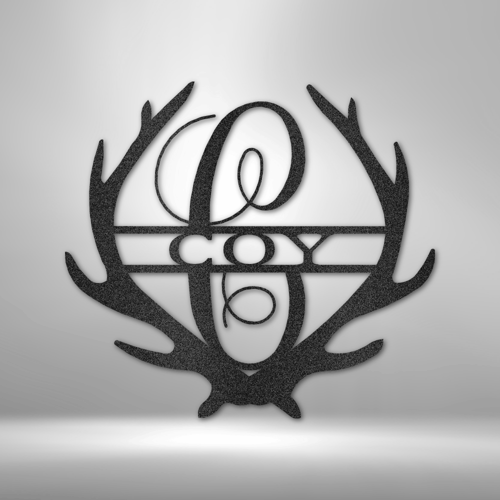 Antler Monogram Name Personalized - Steel Sign - Throttle Society