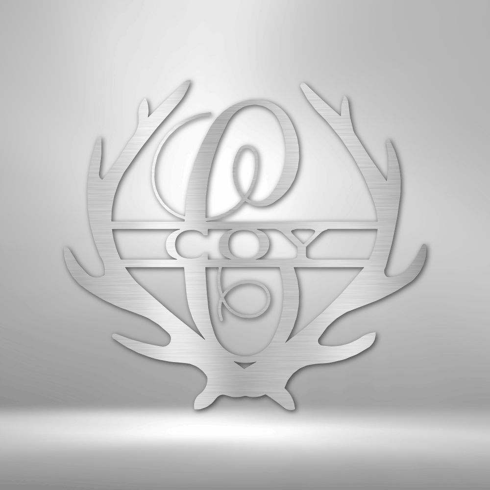 Antler Monogram Name Personalized - Steel Sign - Throttle Society