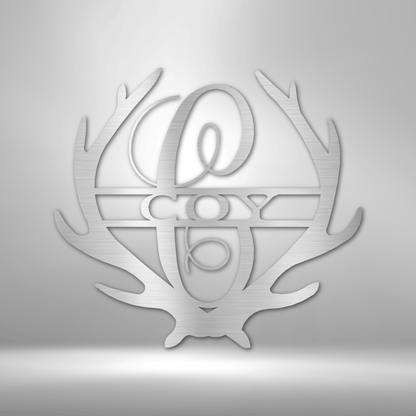 Antler Monogram Name Personalized - Steel Sign - Throttle Society