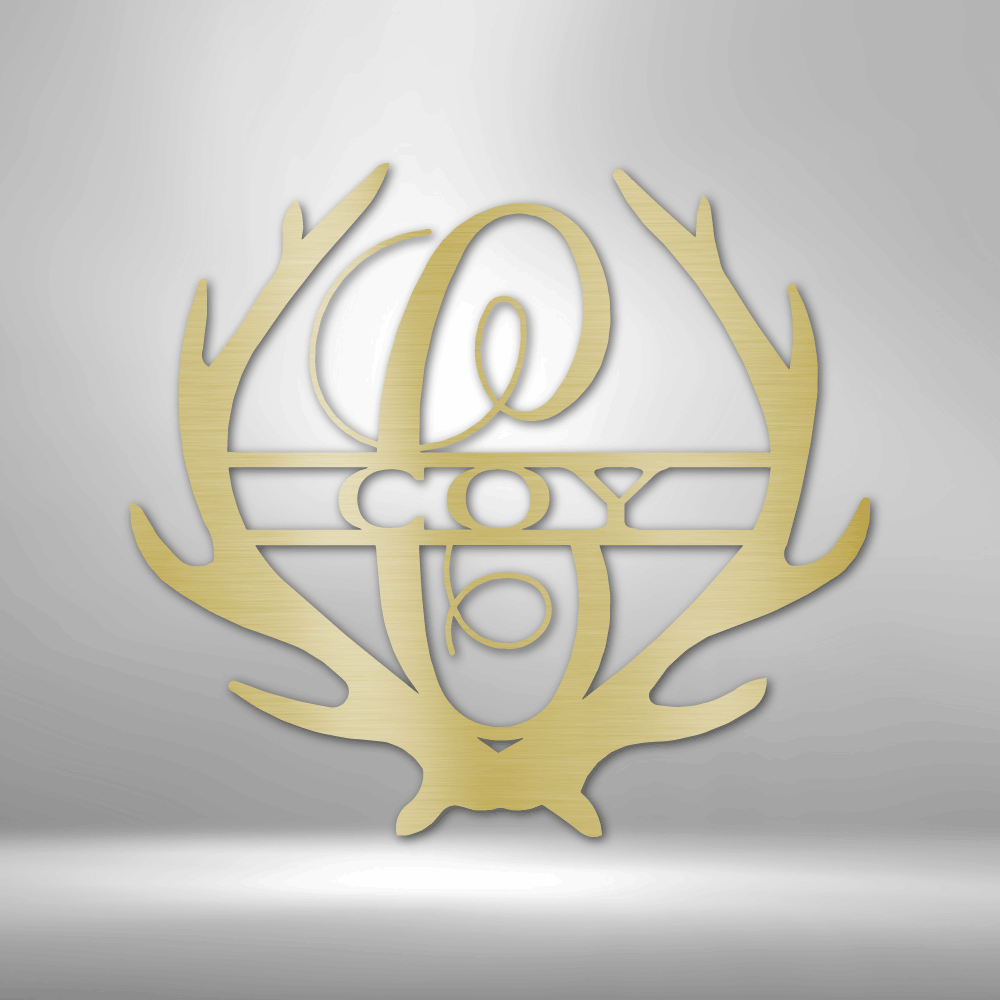 Antler Monogram Name Personalized - Steel Sign - Throttle Society