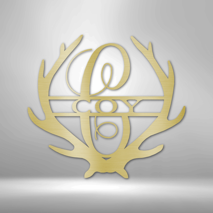 Antler Monogram Name Personalized - Steel Sign - Throttle Society
