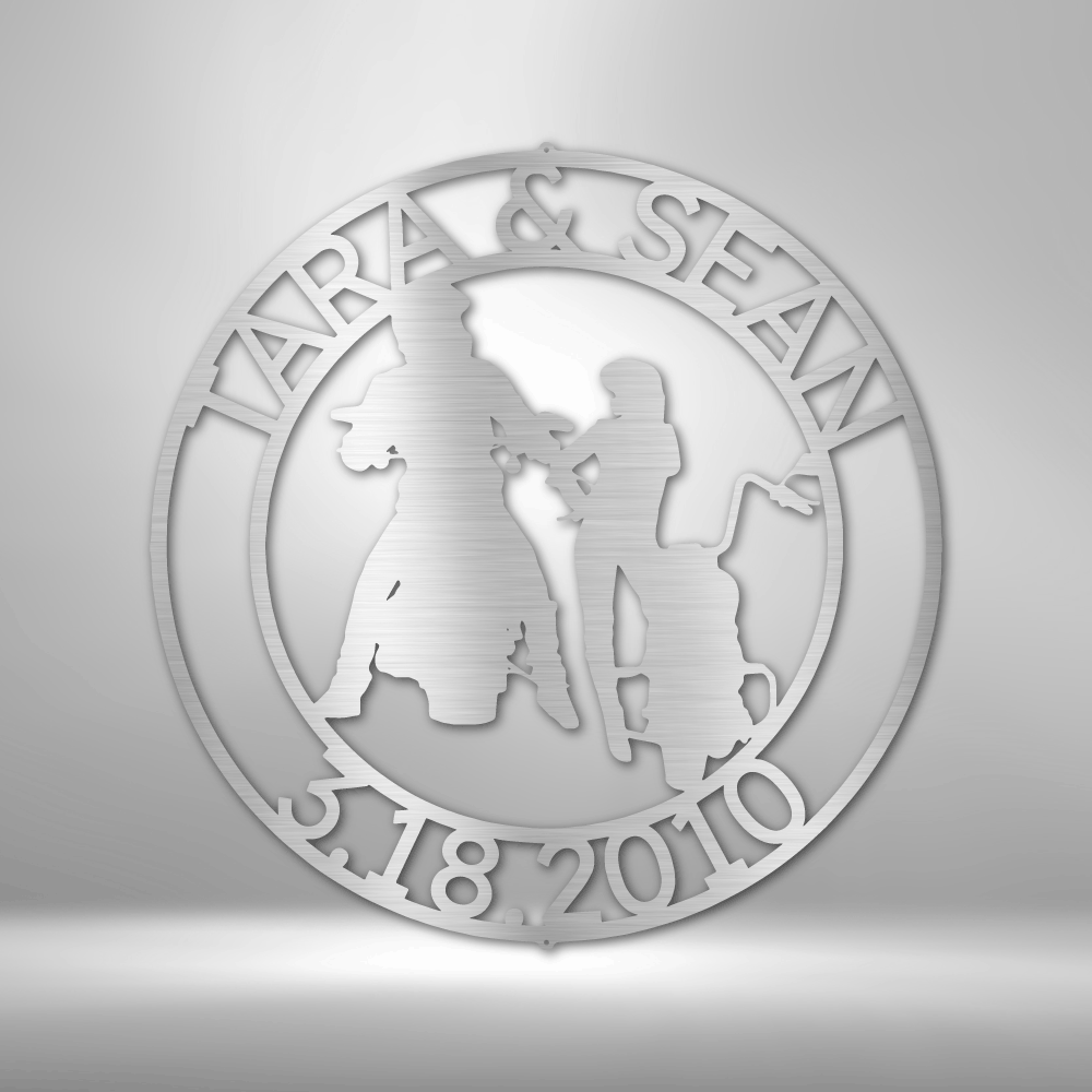 Chopper Motorcycle Couple Personalized Steel Sign - Throttle Society