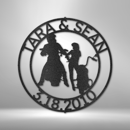 Chopper Motorcycle Couple Personalized Steel Sign - Throttle Society