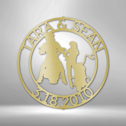 Chopper Motorcycle Couple Personalized Steel Sign - Throttle Society