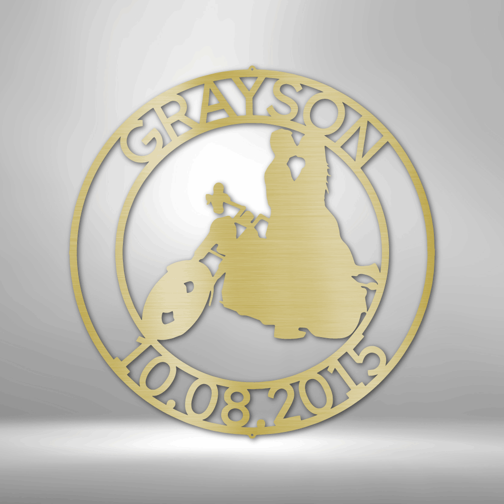 Chopper Motorcycle Couple Personalized Steel Sign - Throttle Society