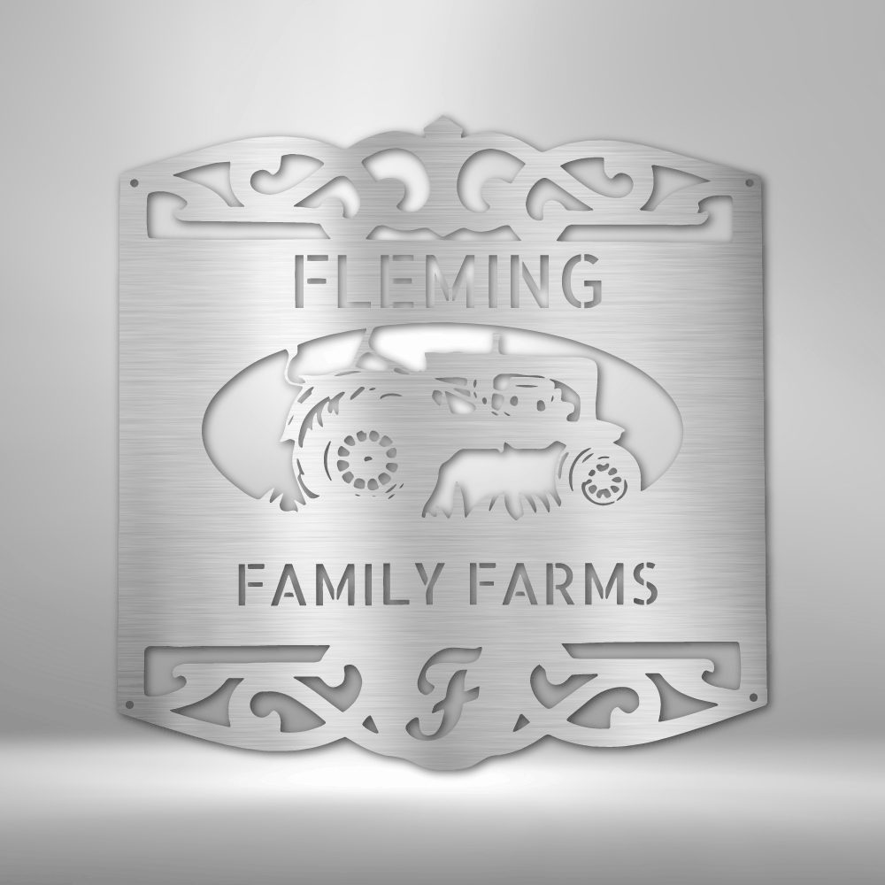 Classic Tractor Monogram Personalized - Steel Sign - Throttle Society