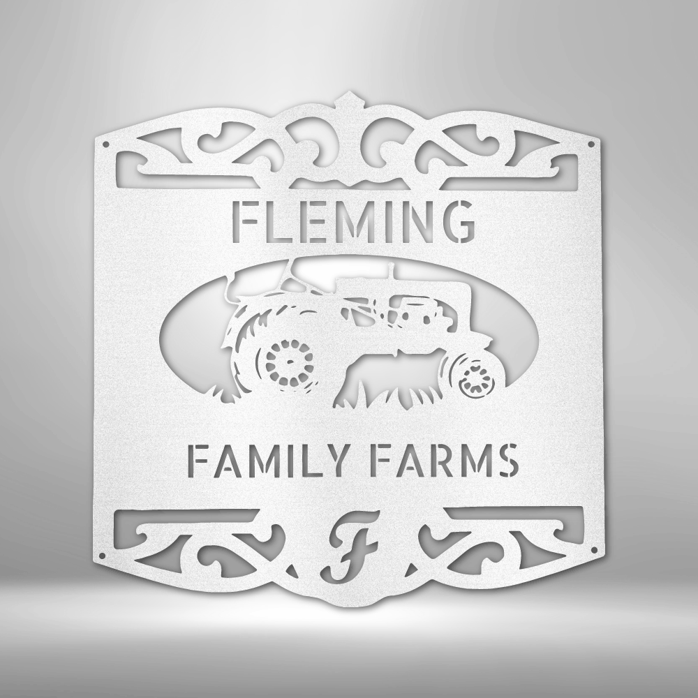 Classic Tractor Monogram Personalized - Steel Sign - Throttle Society
