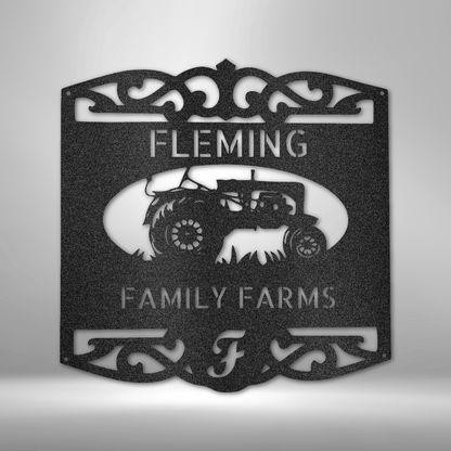 Classic Tractor Monogram Personalized - Steel Sign - Throttle Society