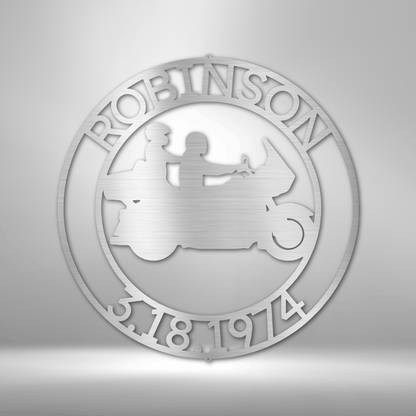 Couple Glide Motorcycle Personalized Steel Sign - Throttle Society