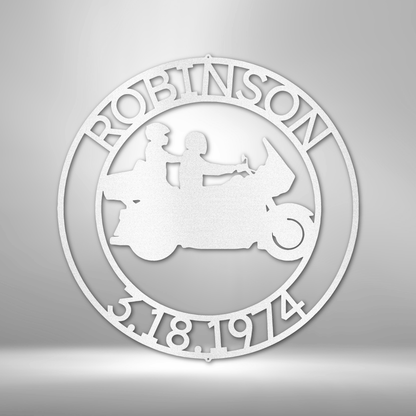 Couple Glide Motorcycle Personalized Steel Sign - Throttle Society