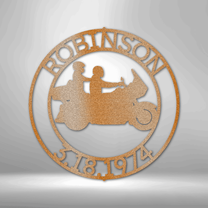 Couple Glide Motorcycle Personalized Steel Sign - Throttle Society