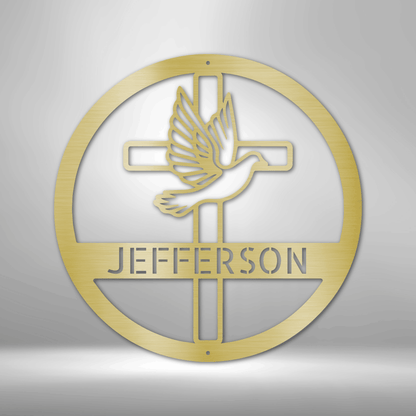 Dove and Cross Personalized - Steel Sign - Throttle Society