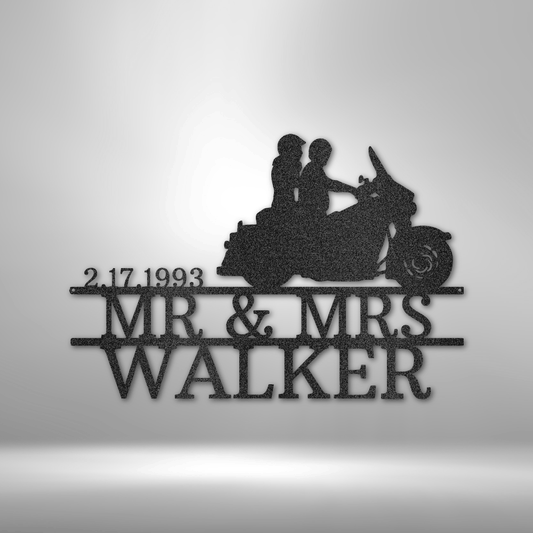 Glide Couple Motorcycle Name Date Personalized Steel Sign - Throttle Society