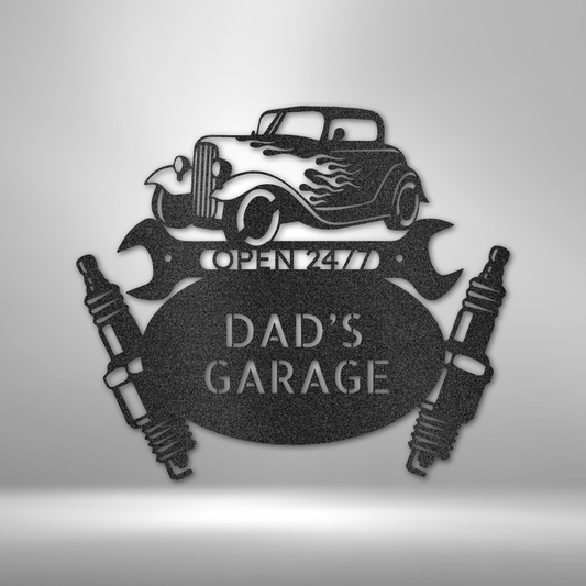 Hot Rod Mechanic Personalized Steel Sign - Throttle Society