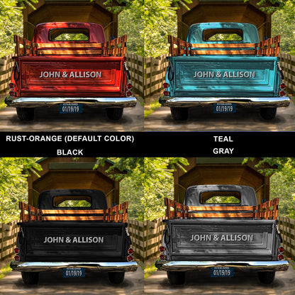 Personalized Red Barn American Flag Vintage Truck Canvas