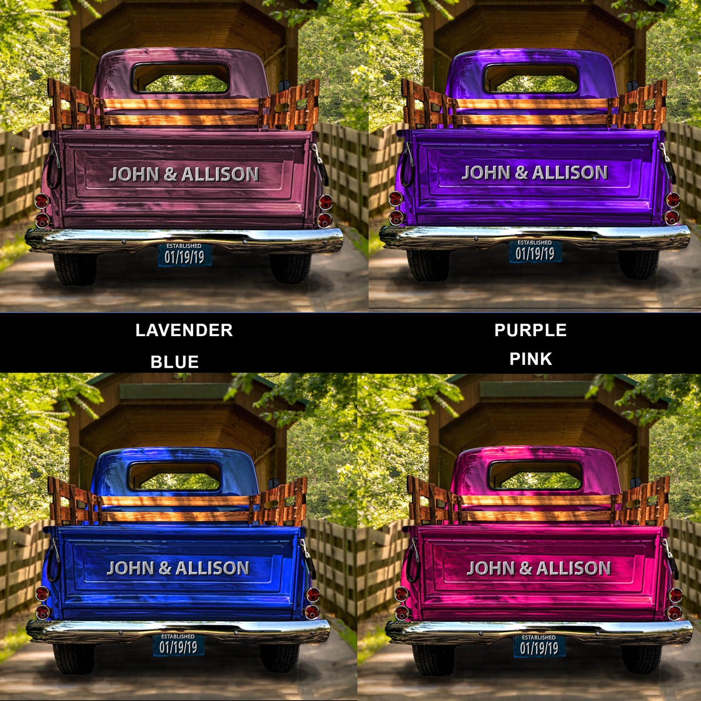 Personalized Red Barn American Flag Vintage Truck Canvas
