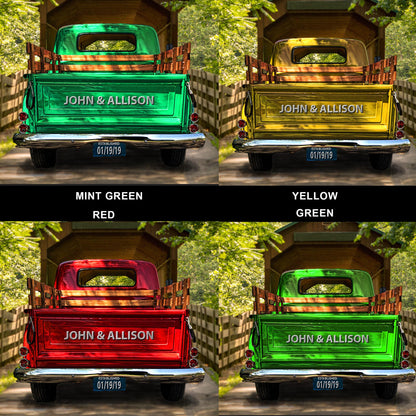 Personalized Red Barn American Flag Vintage Truck Canvas