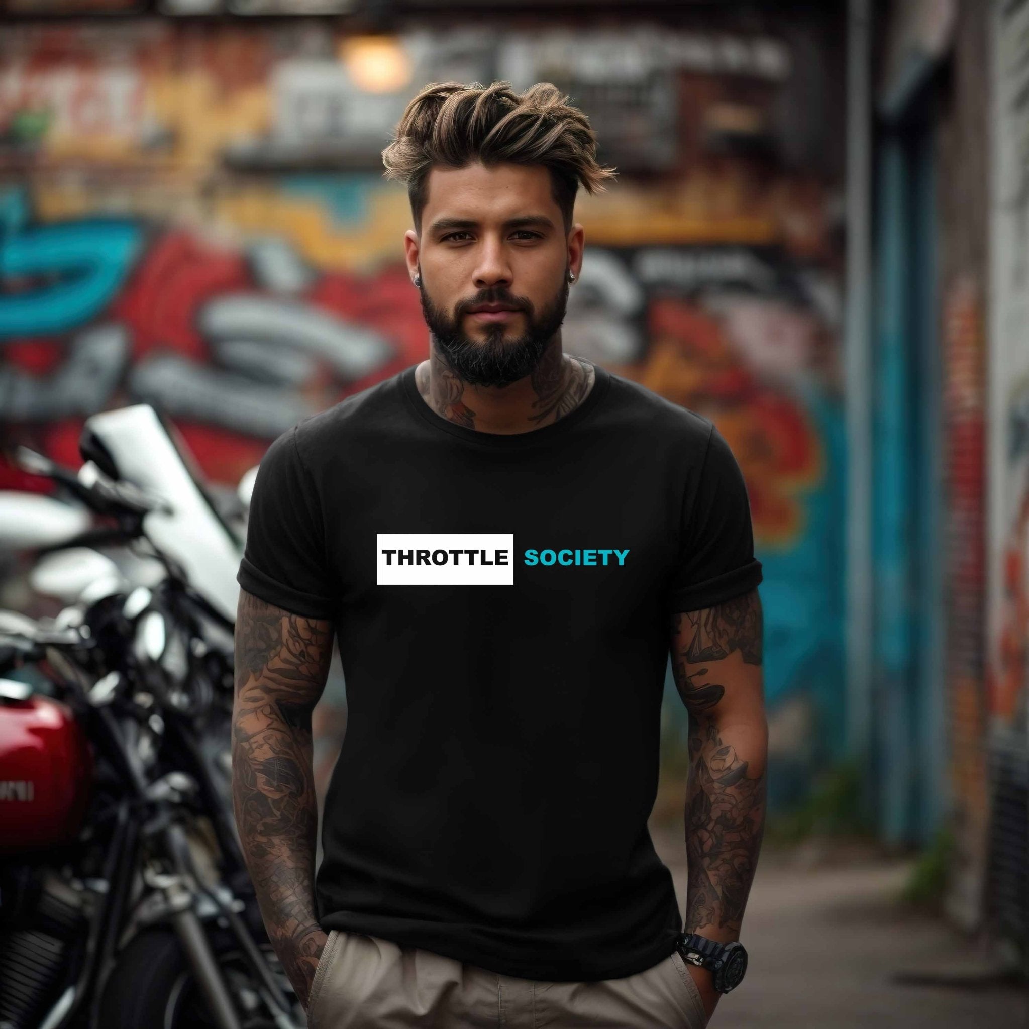 Throttle Society Aqua Blue Knockout T-Shirt - Throttle Society