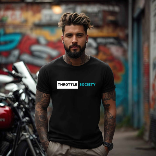 Throttle Society Aqua Blue Knockout T-Shirt - Throttle Society