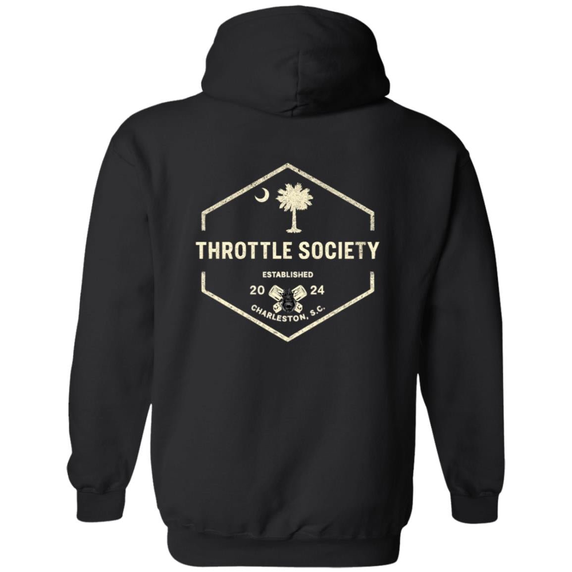 Throttle Society Vintage Palmetto Est. 2024 Zip Up Hooded Sweatshirt - Throttle Society
